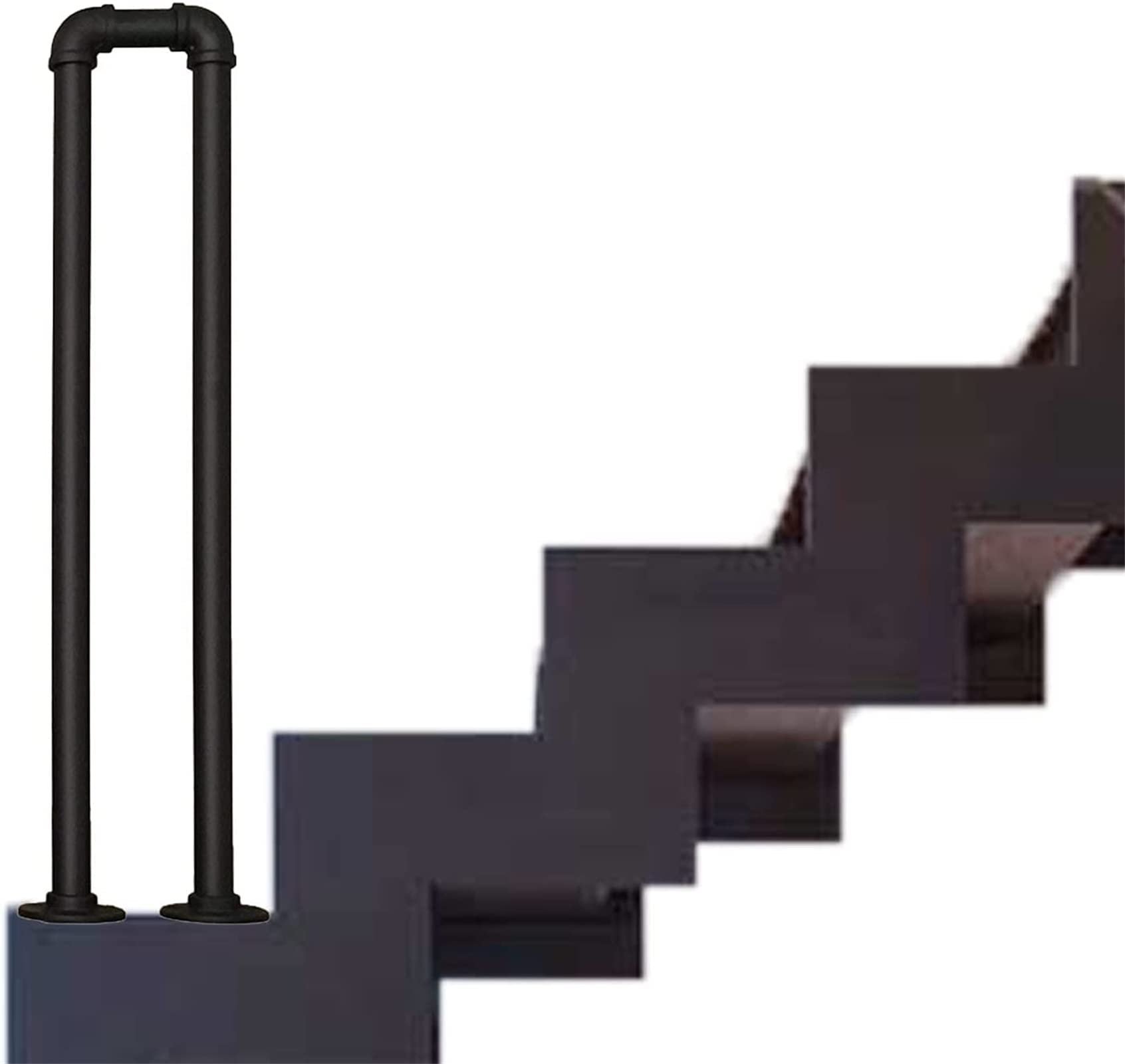 Meiiron Staircase Handrails Banister Safety Guardrail, U Type Wrought Iron Railing Fence Transitional Handrail, Protective Stair Rail Bar for Indoor and Outdoor Sturdy Metal Barckets (Size : 85cm)