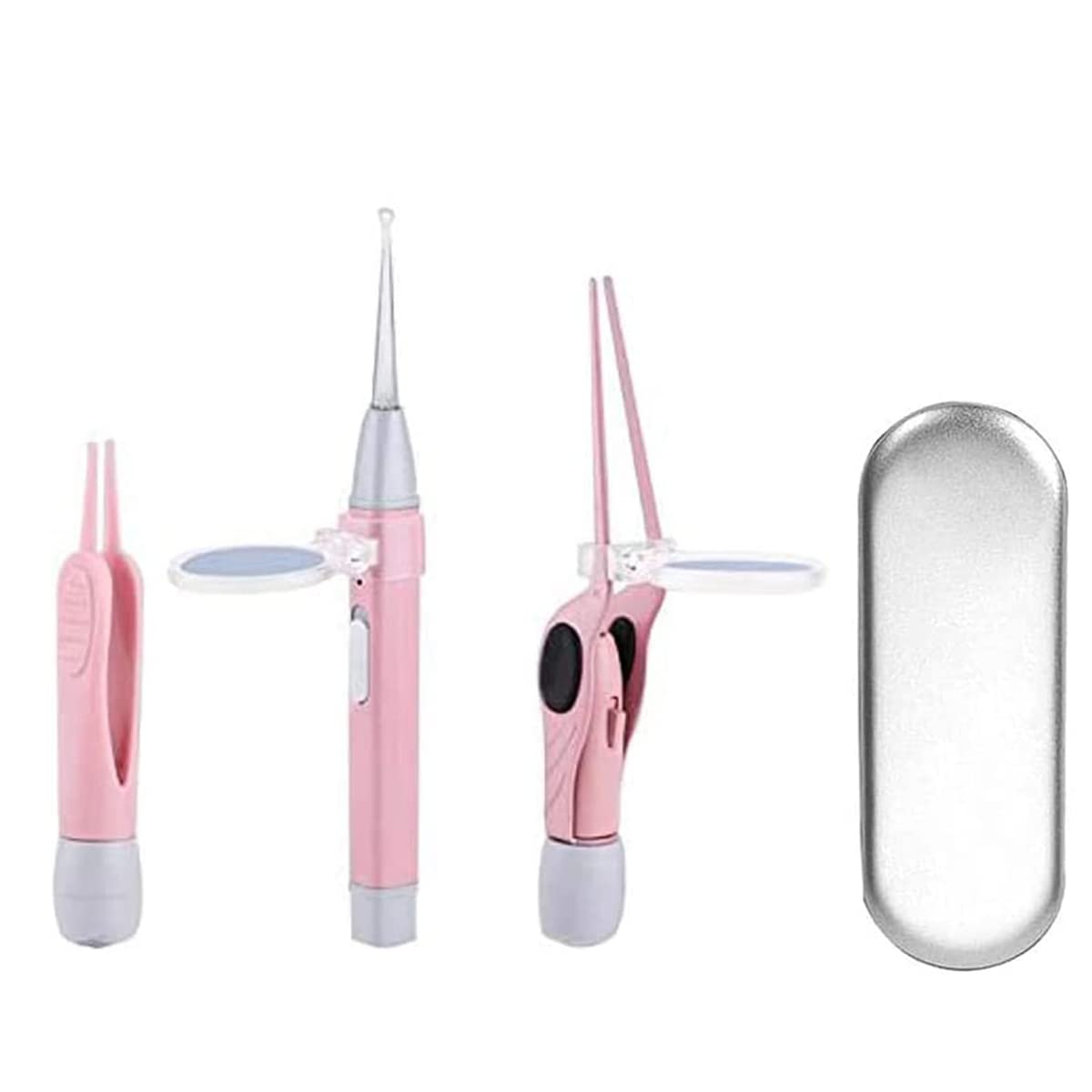 Treki LED Limpiador de Cera de Oídos Removedor de Cera de Oído con Luz Earpick de Limpieza de Oído Herramienta de Limpieza de Pinzas Oreja Luminosa Eliminación de Cera de Oídos para Bebés Niños