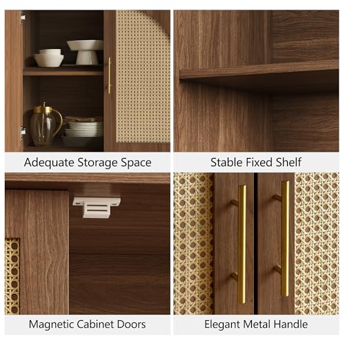 Image of FORTUNETEC Sideboard Buffet Cabinet with Storage, Modern Accent Cabinet with Arched Doors, Boho Modular Media Console, 67 inch Large Minimalist Credenza for Living Room Kitchen Dining Room Entryway