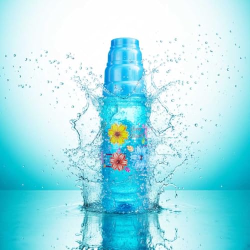 Image of RED WIND Unbreakable 1 Litre Floral Print Water Bottles | Pack of 3 | Multicolor | Leakproof Screw Cap | BPA-Free | Bottles for Fridge, Gym, Home, Office, School and Travel