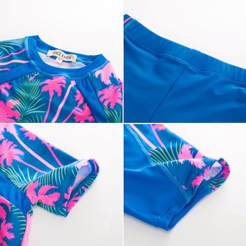 Image of GRACE KARIN Girls Rash Guard Swimsuit Short Sleeve Two Piece Bathing Suit 6-12Y