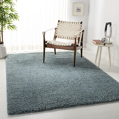 SAFAVIEH Zottelig Teppich für Wohnzimmer, Esszimmer, Schlafzimmer - August Shag Collection, Kurzer Flor, Aqua, 91 X 152 cm SAFAVIEH Zottelig Teppich für Wohnzimmer, Esszimmer, Schlafzimmer - August Shag Collection, Kurzer Flor, Aqua, 91 X 152 cm