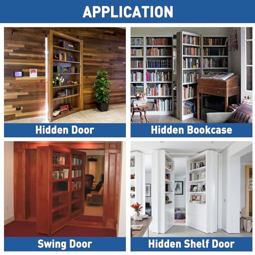 TamBee Heavy Duty Door Pivot Hinge Hardware Kit for Secret Bookshelf Bookcase Hidden Door Hinges Hardware Stainless Steel, Silver, 570 lbls Heavy Load - Image 6