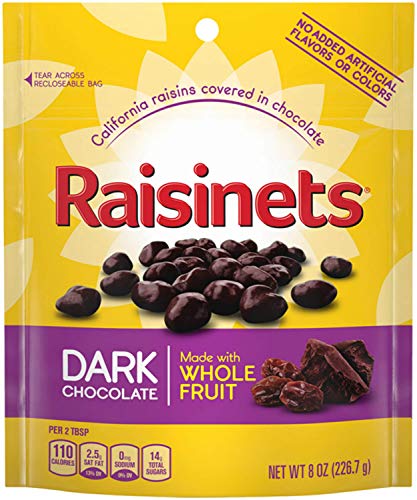 Dark Chocolate Raisinets, Ferrero Valentine's Day Candy Stand Up Reclosable Bag, 8 Ounce - image 1