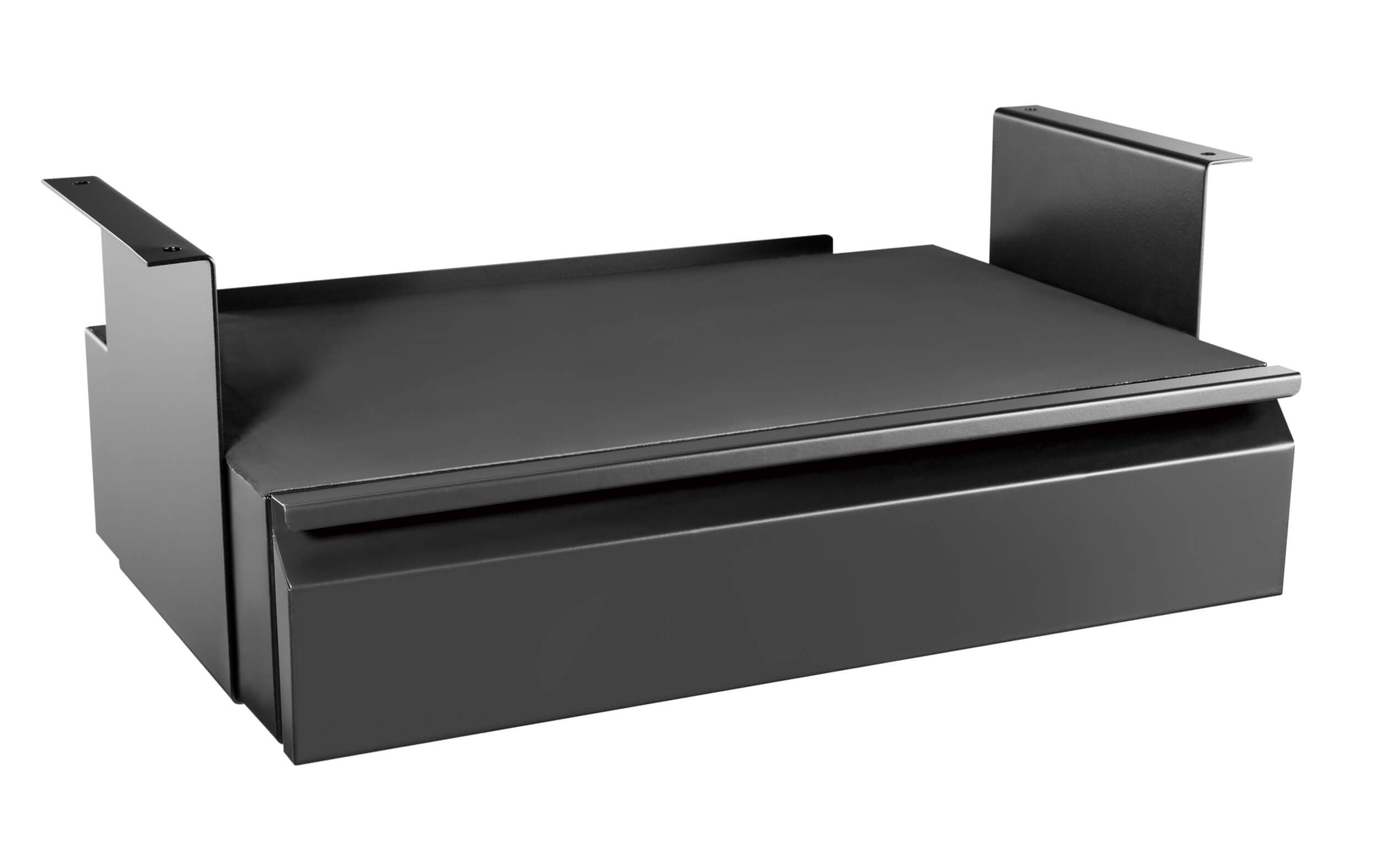 Eigentlich Schreibtisch Unterbau-Schublade mit Ablage B:51 x L:31-48 x H:19 cm, Schwarz - geräumige Schreibtisch Materialschublade mit Softclose, praktische Laptopablage