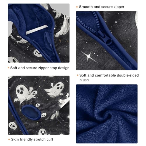 Ghostly Figures on Dark Toddler Fleece Jacket Girl Boys Hooded Fleece Jacket Coat Warm Outwear Zip-up 3-10T3