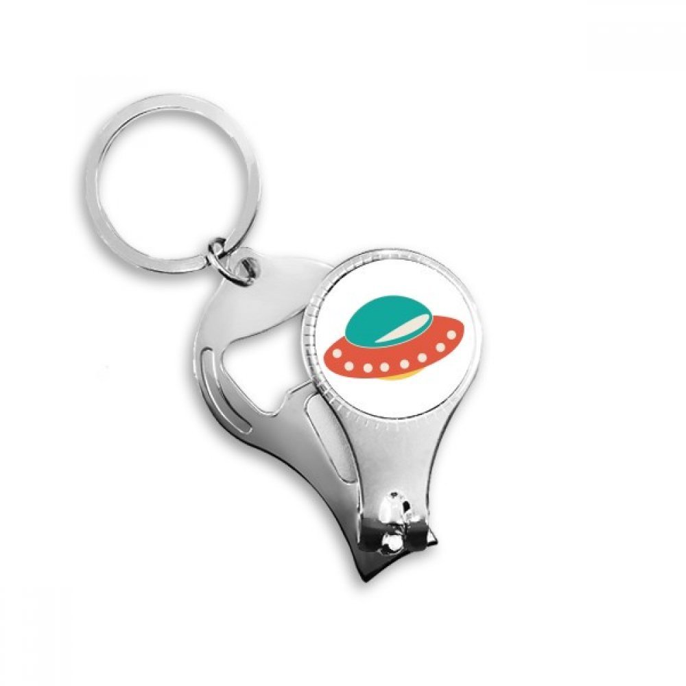 Porte-clés UFO multi-fonction en métal avec coupe-ongles et décapsuleur alien