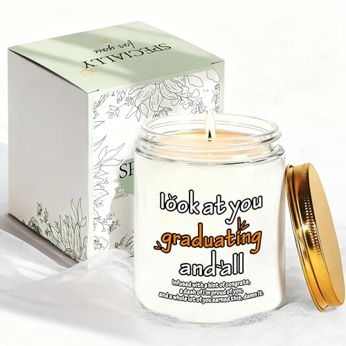 2026 Graduation Gifts for Her Him Congratulations Grad Decoration for Women Men Graduate Presents for Masters Degree College High School PHD Nurse 7oz Funny Lavender Scented Candle Style-G