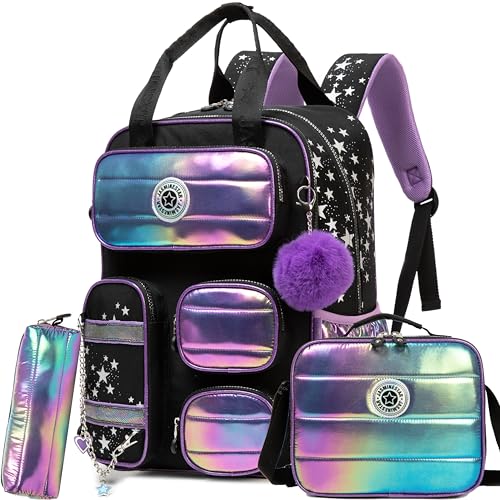 MYHSBYO Mochilas escolares para meninas, meninos, crianças, mochila escolar para estudantes do ensino fundamental de 6 a 8 anos, Preto, 16.5'X11.8'X7.8'