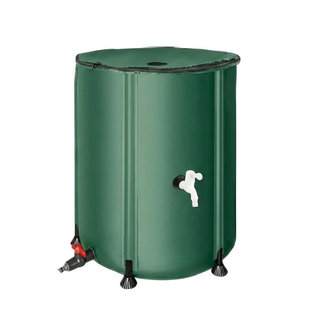 Sistema de captación de Barril de Agua de Lluvia Plegable, Tanque de Almacenamiento de Alta Resistencia, Malla de Filtro de riego de jardín de PVC de 3 Capas, Espiga de 3/4",200L