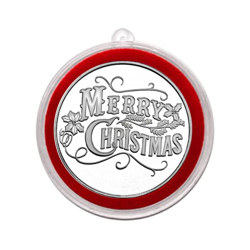 2025 "Merry Christmas" with Holly 1oz Fine Silver Round in Ornament Holder Collection Uncirculated