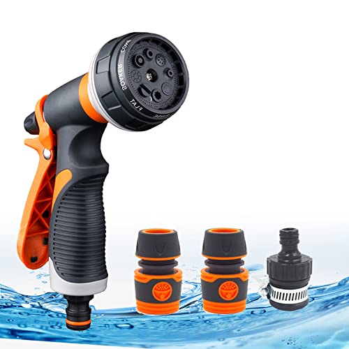 Garden Hose Spray Gun Set 8 Adjustable Patterns Hose Pipe Spray Gun High Pressure Water Spray Nozzles Perfect for Watering Plants & Lawns Shower Pets Car Washing Includes Hose Connectors