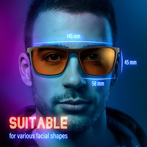 Image of Bloomoak-99% Blue Light Blocking Glasses - Gaming Glasses - Anti Glare - Anti Fatigue -Suitable for Screens, Games, TVs
