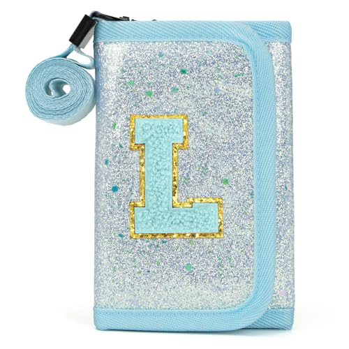 OYLOLA Carteira infantil com inicial para meninas, presentes de aniversário fofos para meninas, presentes para meninas, coisas modernas para meninas, Azul, G