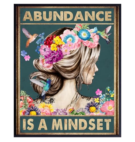 Inspirational New Age Wall Art - Abundance Zen Wall Decor - Boho Decor - spiritual Living room Bedroom Decoration for Women - Inspiration Boho-chic Hummingbirds - Motivational poster 8x10 UNFRAMED