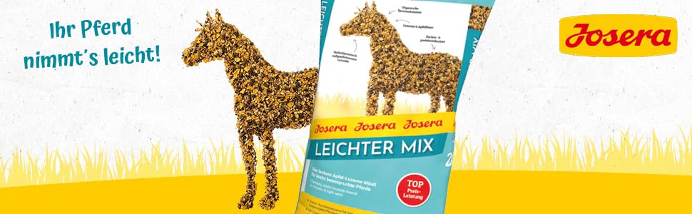 JOSERA Leichter Mix (1 x 20 kg) | PFERD | Premium Pferdefutter für leicht beanspruchte Pferde | Pferdefutter light | zucker- & proteinreduziert | Apfel-Luzerne Müsli | 1er Pack