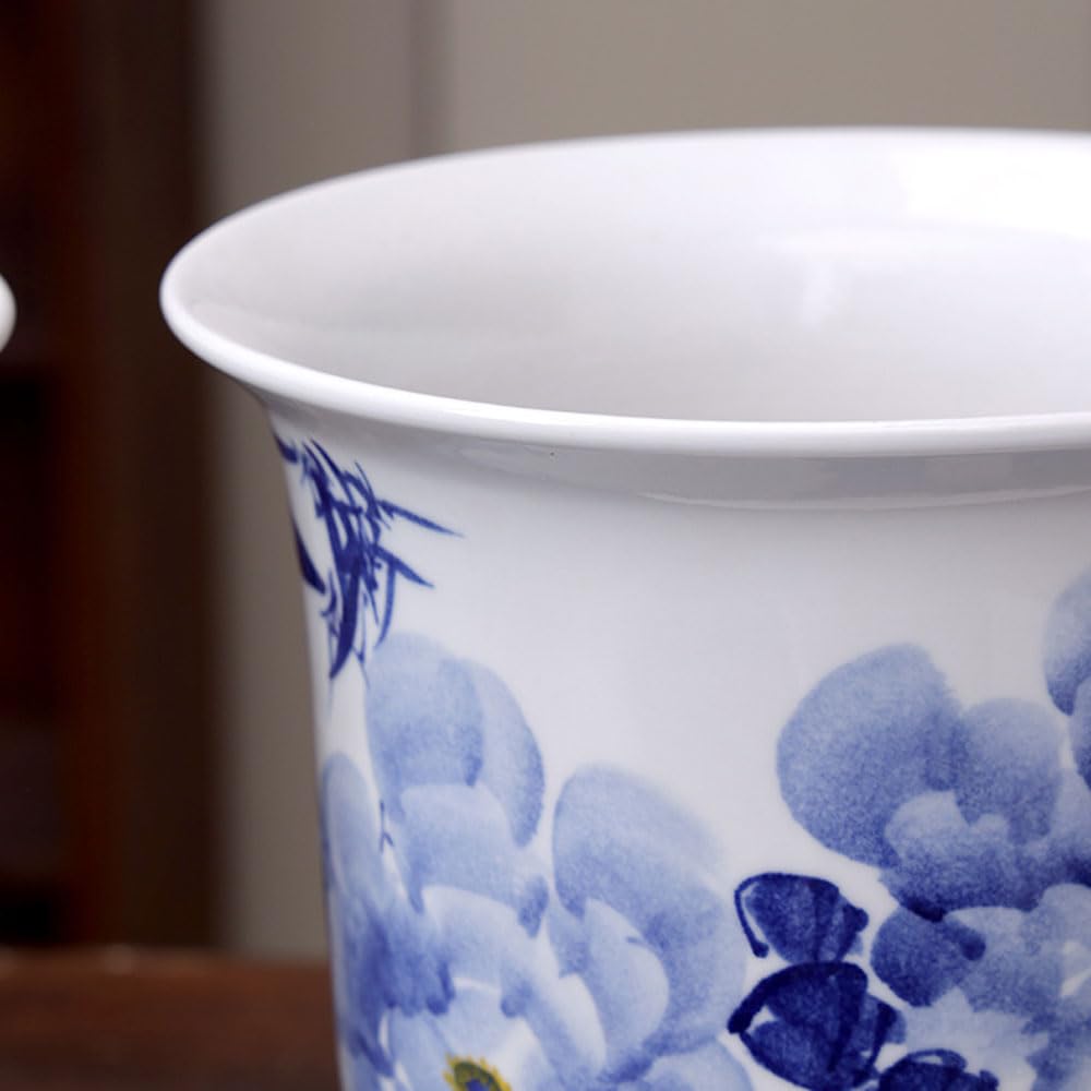 Keramik-Pflanzgefäß, Blaue und weiße Porzellan-Blumentöpfe mit Drainage, chinesischer Bonsai-Topf, Chinoiserie, dekorativer Blumentopf, Tischaufsatz für den Tisch zu Haus(5-blau&weiß