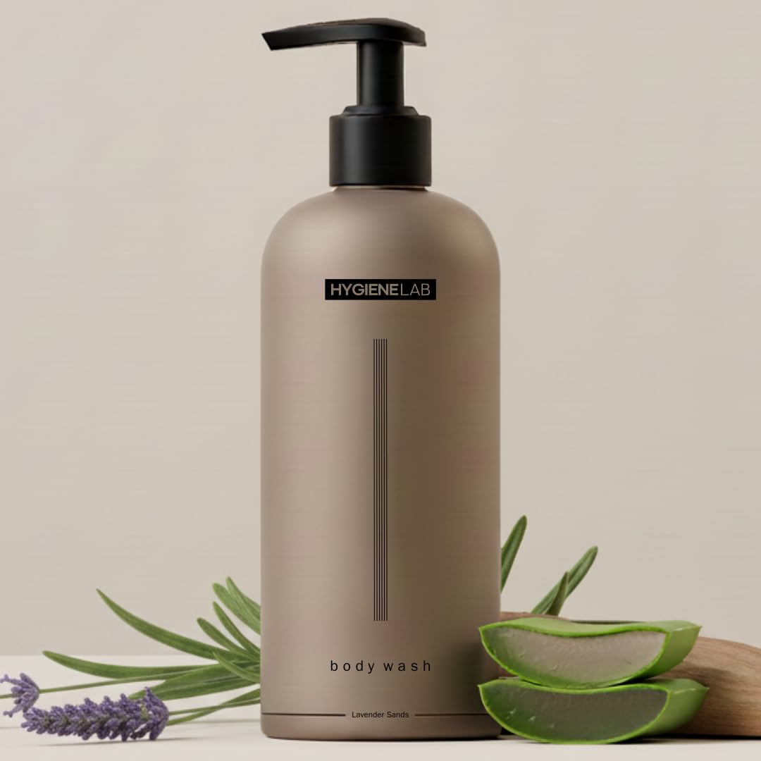 HygieneLab Mens Natural Body Wash - Ultra Hydrating, EWG Verified Clean Formula, Lavender Sands Scent, Sulfate-Free, Paraben-Free, Phthalates-Free, Gentle & Effective for Healthy Skin (10 oz)