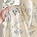 Lazzzy Charlotte Blue Floral Curtains 84 Inch Length Linen Farmhouse Curtain Back Tab Drapes for Living Room Bedroom Light Filtering Vintage Rod Pocket Curtains, 2 Panels, Blue on Beige