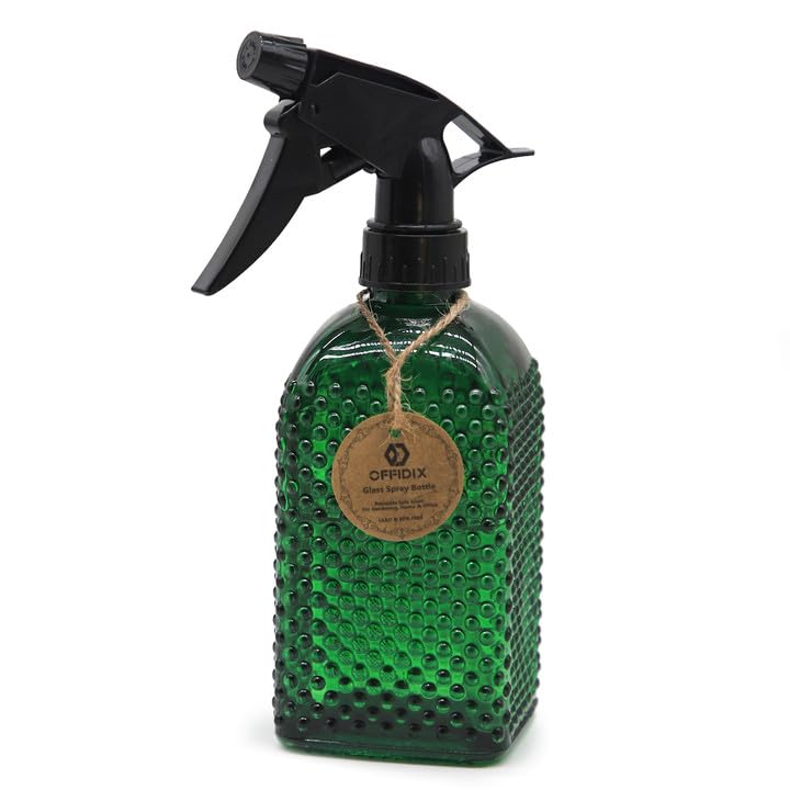 Image of OFFIDIX Fine Mist Plant Mister Adjustable Nozzle Green Spray Bottle 13.5 oz