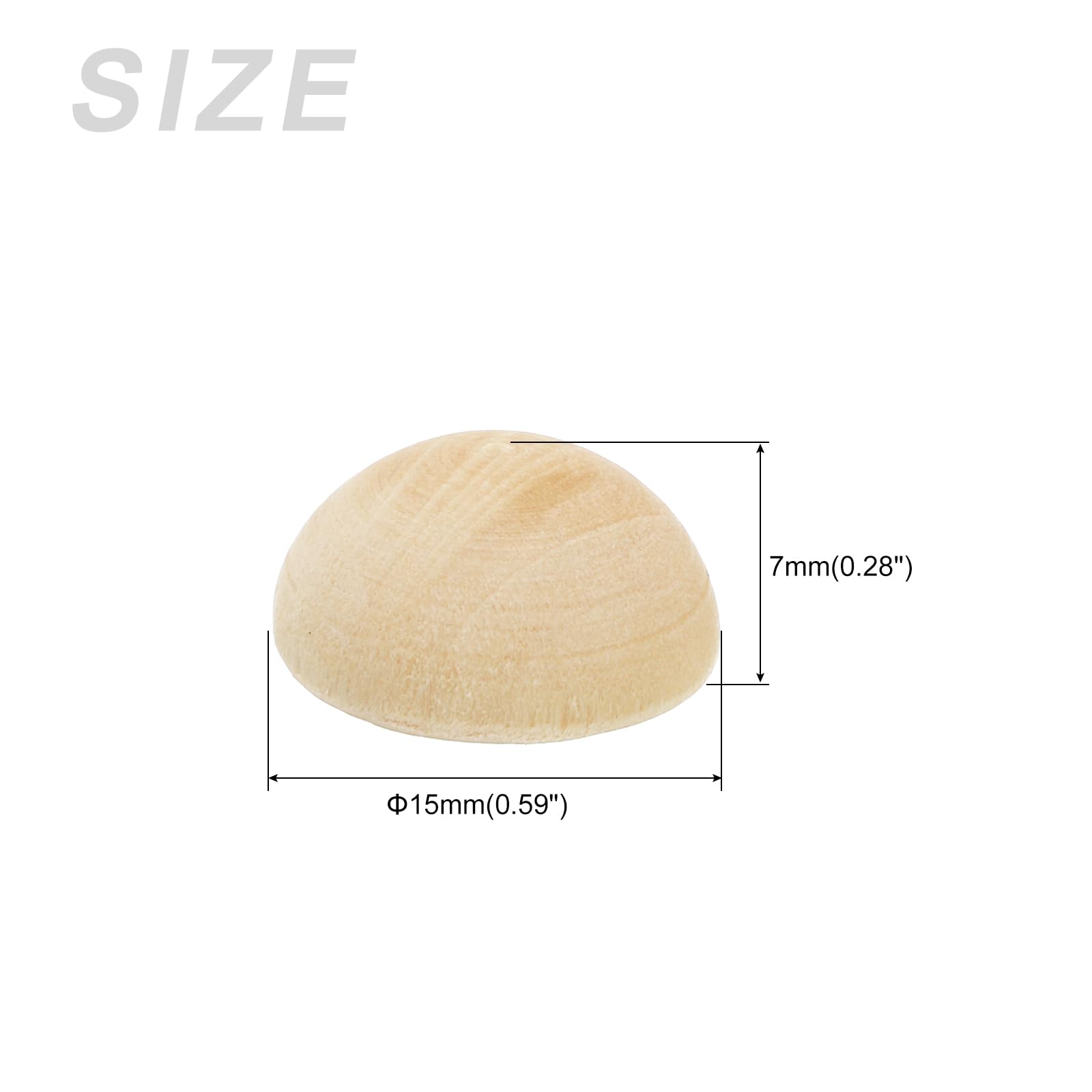 METALLIXITY Half Wooden Beads (15mm/0.59 Inch) 150Pcs, Unfinished Natural Round Wood Hemisphere Balls Ornaments - Image 2