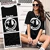 Yuson Girl Women Oversized T-Shirt Tops for Women Vintage Drop Shoulder Short Sleeve Top Ladies Blouse Tee Shirt Crew Neck Baggy Tee Casual Loose Summer Tops Black #2