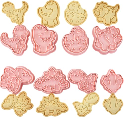 8 moldes para galletas con diseño de dinosaurio, moldes para galletas, moldes para hornear galletas, juego para pasteles, perfecto para galletas, decoración de tartas, fondant