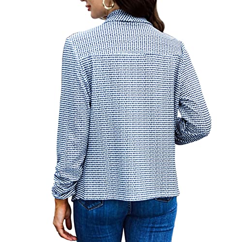 Pogtmm Womens Fall Clothes Blazer Jacket Lightweight Plaid Business Casual Work Tops 3/4 Sleeve(Black Plaid,L) #TOP5