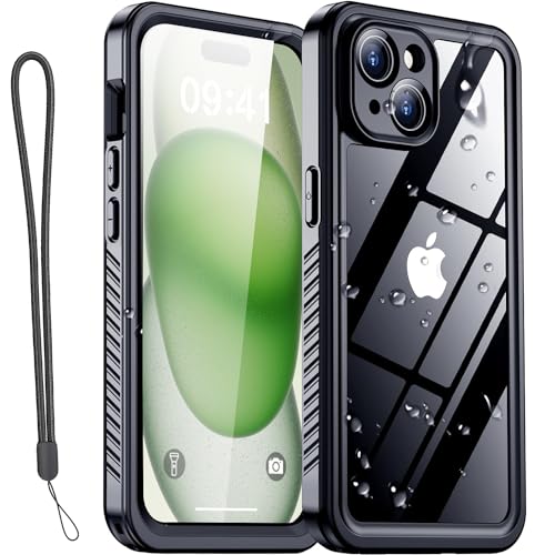 AICase for iPhone 15 Case Waterproof Clear Built-in Screen Protector Snowproof Dustproof Shockproof IP68 Certified [Real 360] Full Body Protection Fully Sealed Underwater for iPhone 15 6.1
