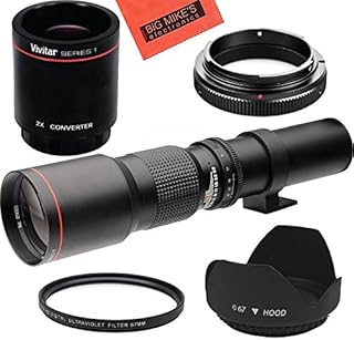 High-Power 500mm/1000mm f/8 Manual Telephoto Lens for Sony a7r, a7s, a7, a6500, a6300, a6000, a5100, a5000, a3000, NEX-7, NEX-6, NEX-5T, NEX-5N, NEX-5R, 3N and other E-Mount Digital Mirrorless Cameras