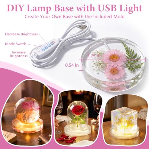 Image of Epoxy Resin Kit with Light for Beginners, 34OZ Epoxy Kit with Dried Flowers, Measuring Cups and Resins Supplies, Resin Kit and Molds Complete Set DIY Crafts for Adults, Epoxy Set with Vase Mold