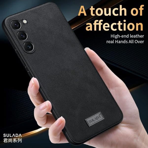 Image of MILLION CASES Back Cover Case for Samsung Galaxy S23 Ultra Shockproof Protective Timeless Genuine Leather Slim Case for Men & Boys(Black)