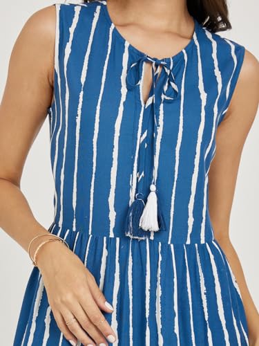 Image of Styli Women's Polyester A-Line Maxi Dress (7007488203 Blue