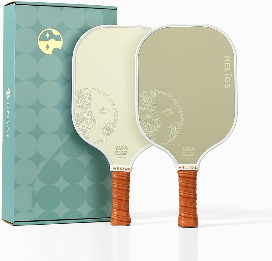 HELIOS Basic Pickleball Paddle Set of 2 – Sand Dune | Reinforced Fiberglass Surface with Reactive Honeycomb Core | 8oz, Beginner Set for Control | USAP Approved