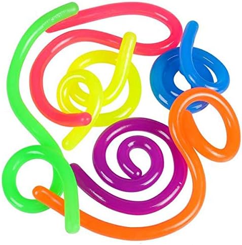 Curious Minds Busy Bags Set of 6 Stretchy Noodle Strings Fidget Toy - 14" Long, Not Sticky, Thick, Build Resistance for Strengthening Exercise, Pull, Stretchy, Fiddle, Sensory