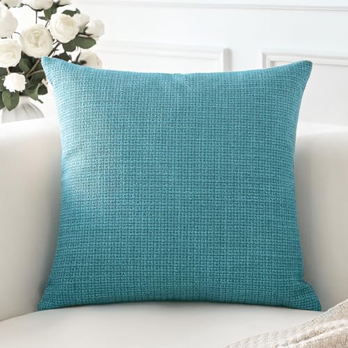 Artscope Linen Cushion Covers Set of 1 Decorative Square Pillowcase Pillow Cover 18x18 Inch for Home Decor Sofa Bedroom Car 45x45cm Turquoise - Image 2