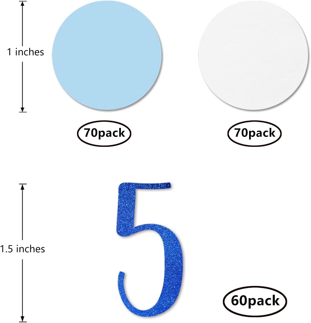 Blue Glitter 5 Confetti, 5th Birthday Number Confetti, 200pcs Anniversary Party Table Decoration Supplies