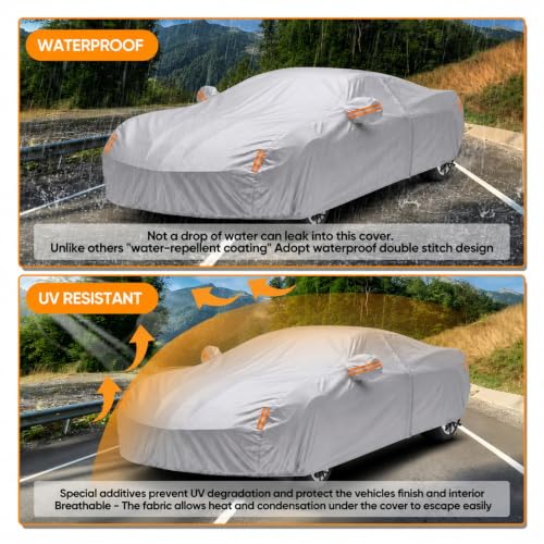 Image of Car Cover Custom Fit for Chevrolet Corvette C4 C5 C6 C7 C8 1980-2026, Outdoor Waterproof All Weather Heavy Duty Full Exterior Cover for Sun Rain Snow UV Dust Protection with Door Zipper,Silver