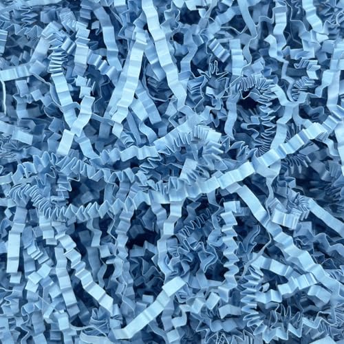 Tisspoms 1LB Crinkle Cut Paper Shred Filler Paper Shreds for Basket Fillers Birthday Gift Wrapping Anniversary Wedding Halloween Thanksgiving Christmas Gift Decor Party Filler (Sky Blue)