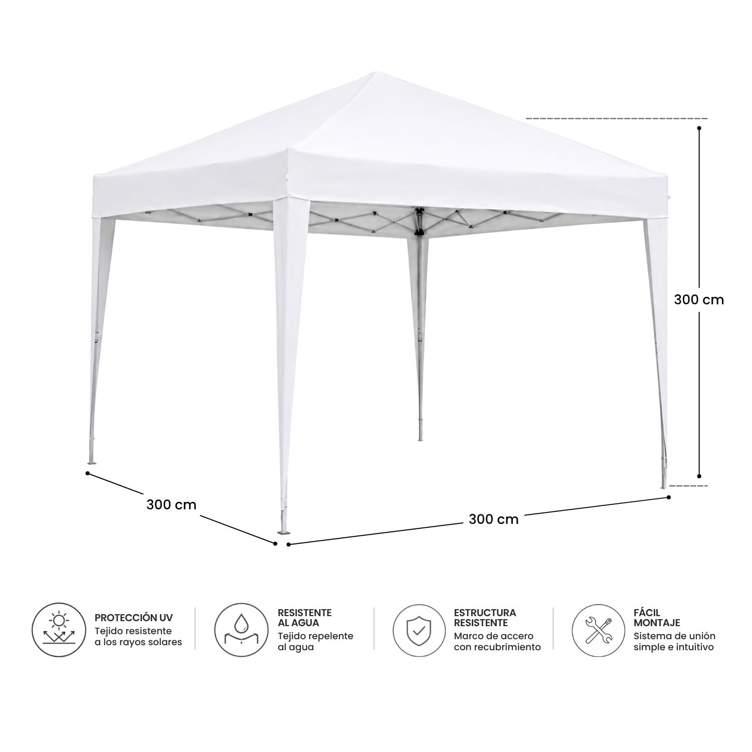 Carpa Plegable para Jardín con Estructura de Acero 300x300x300cm 7house
