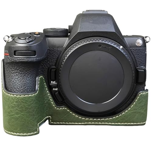 Demi-étui pour Nikon Z5 II évitant les rayures grâce au cuir PU vert protecteur