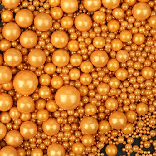 Image of Gold Sprinkles, Matte Gold Pearl Sprinkles for Cake Decorating, 130g /4.6oz Edible Sugar Candy Pearls for Baking, Cookie Decorations and Cupcake Toppings, Wedding Party Christmas Supplies