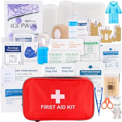 VITUU 200PCS Emergency First Aid Kit-Waterproof Travel First Aid Kit for Home Camping Hiking Sports Office Car Backpacking Med Kit(Medium)