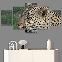 SIGNWIN 5 Panel Canvas Wall Art Animals Cheetah Closeup Contemporary Expressive Modern Artwork for Home Decorations Ready to Hang - 60