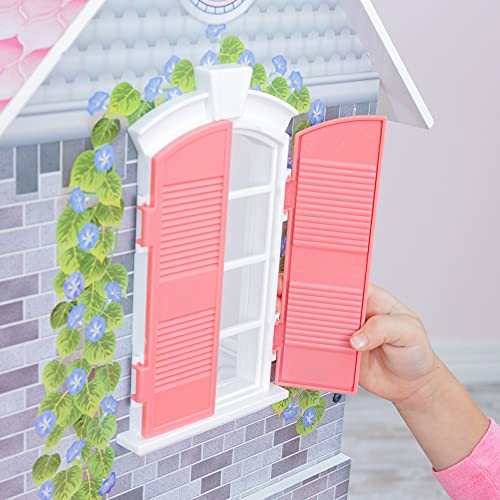 KidKraft Puppenhaus Magnolia Mansion aus Holz mit Möbeln und Zubehör, Spielset mit Balkon und Aufzug für 30 cm Puppen, Spielzeug für Kinder ab 3 Jahre, 65907
