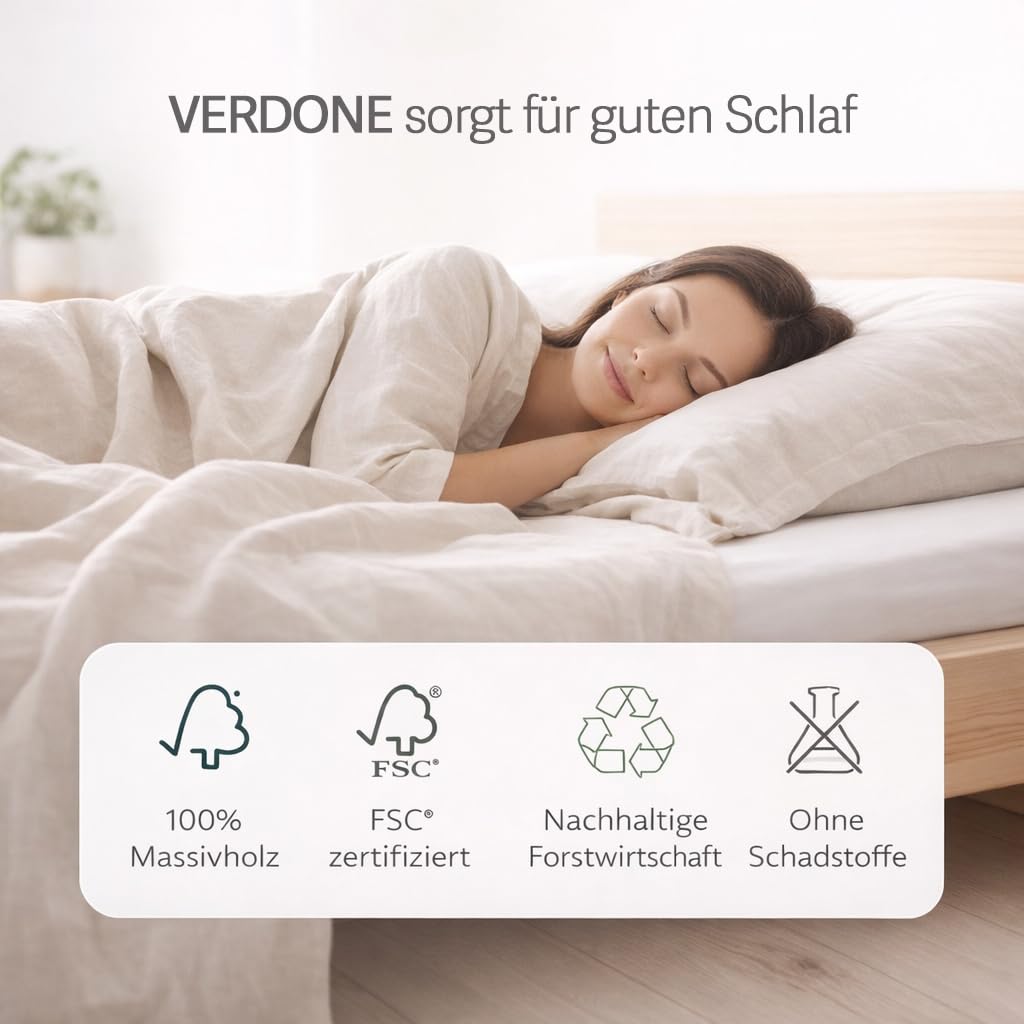 Verdone Rollrost Premium Lattenrost 140x200 cm aus Massivholz – mit 23 extra stabilen Latten, vormontiert, rollbar & stapelbar, Bettrost als Matratzenunterlage, 34 mm Leistenabstand