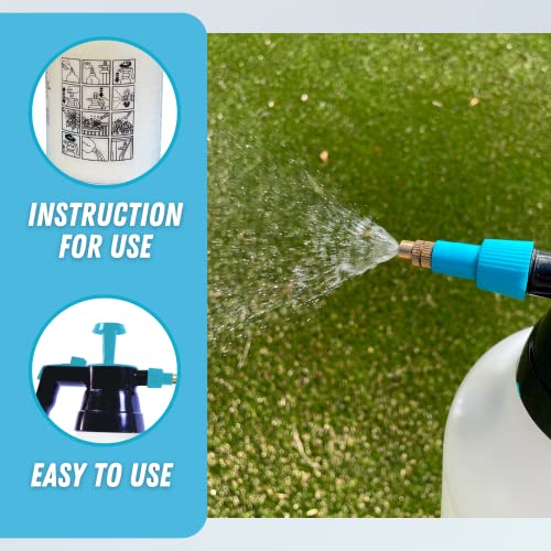 Agricas 0.5 Gallon Hand Pump Sprayer, 2L Pressure Garden Sprayer, Handheld Weed Sprayer With Adjustable Brass Nozzle, Pump Mister, Lawn And Garden Care, Watering, Outdoor And Auto - Multi-Purpose #TOP4