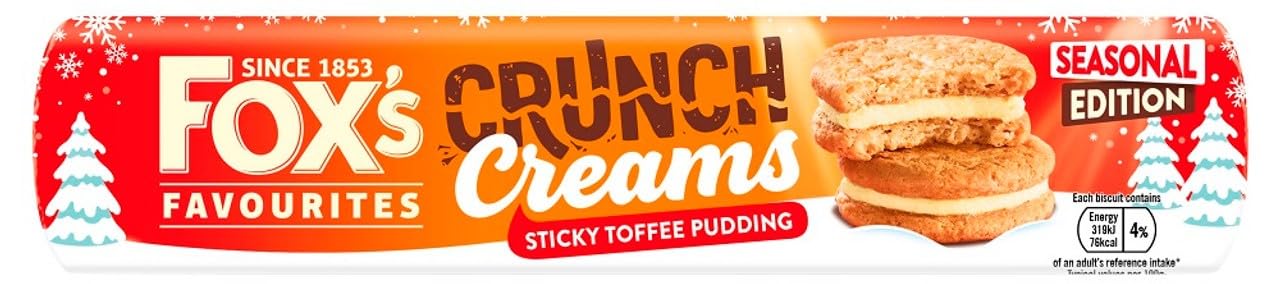Foxs Crunch Creams Sticky Toffee Pudding Seasonal Edition Biscuits Cream Filling, 200 Grams (UK)