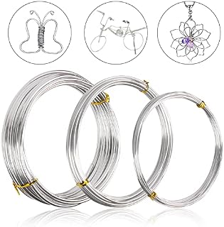 POKIENE 3 Rolls Aluminum Craft Wire,Craft Wires Silver,Armature Wire for Sculpting 1mm 2mm 3mm, Silver Aluminium Craft Wire for Jewellery Making, DIY Crafting, Sculpting,5 Meters Length
