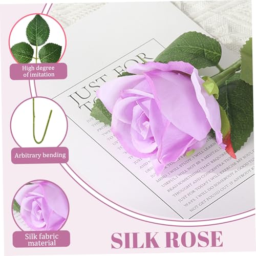 Hbbgdiy 10PCS Purple Roses Artificial Flowers 20 Inch Realistic Long Stem Lavender Fake Roses for Valentine\'s Day, Wedding Bouquet, Home Decoration Display